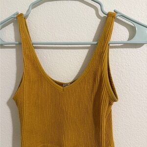 Mustard Ribbed Knit Tank Top